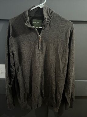 Eddie Bauer Men's Dark Brown Half-Zip Sweater